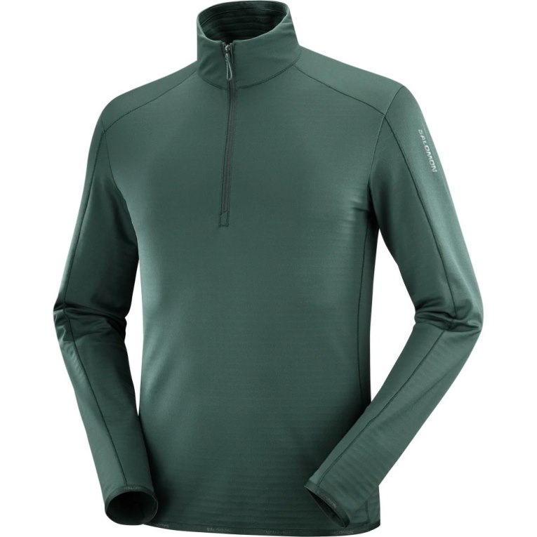 Green Salomon Essential Lightwarm Half Zip Men's Sweatshirt | PH 65902A